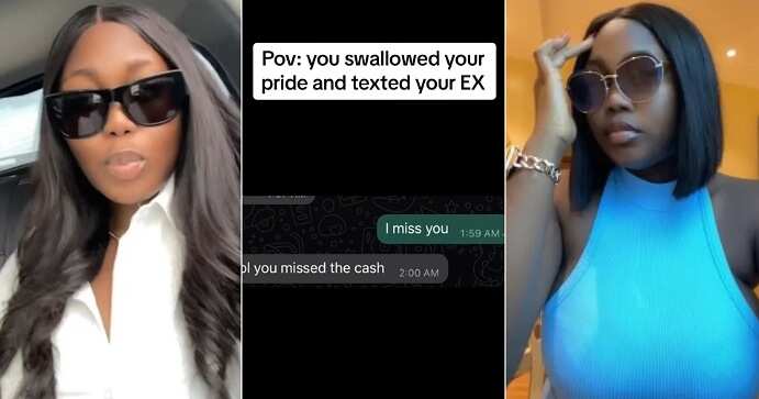 Lady texts her ex-boyfriend on WhatsApp