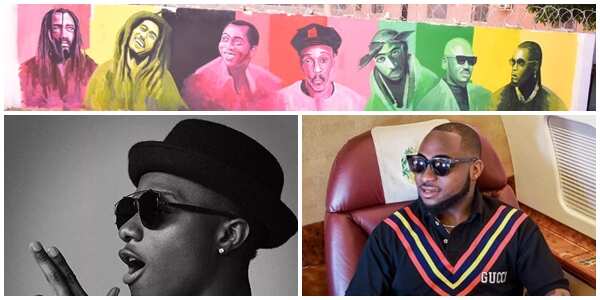 Music Wall of Greats: Wizkid, Davido missing as Nigerian artist unveils wall painting of great musicians