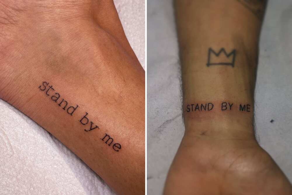 Matching tattoos for mom and son