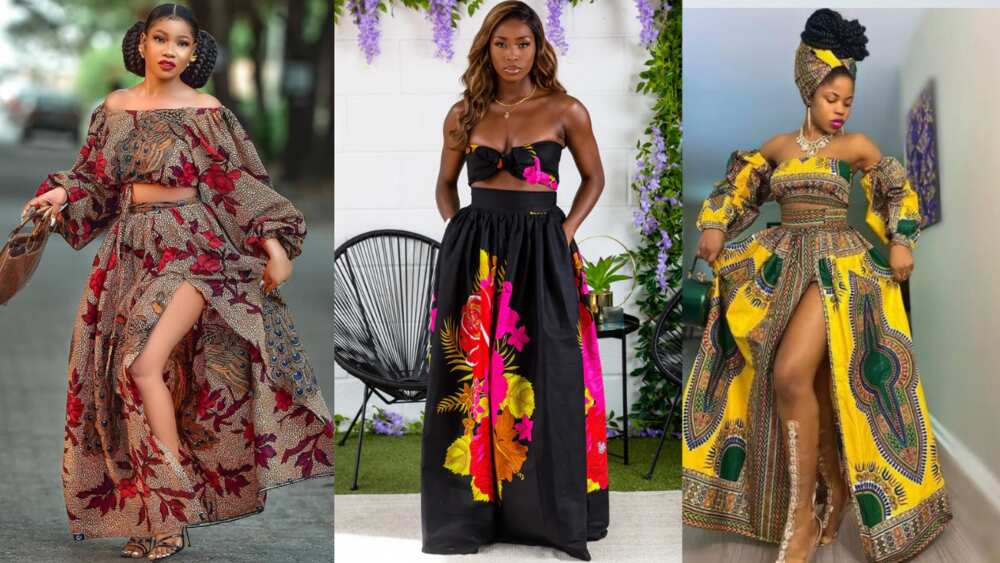 Long Ankara flare gowns with a high fit Long Ankara flare gowns with a high fit