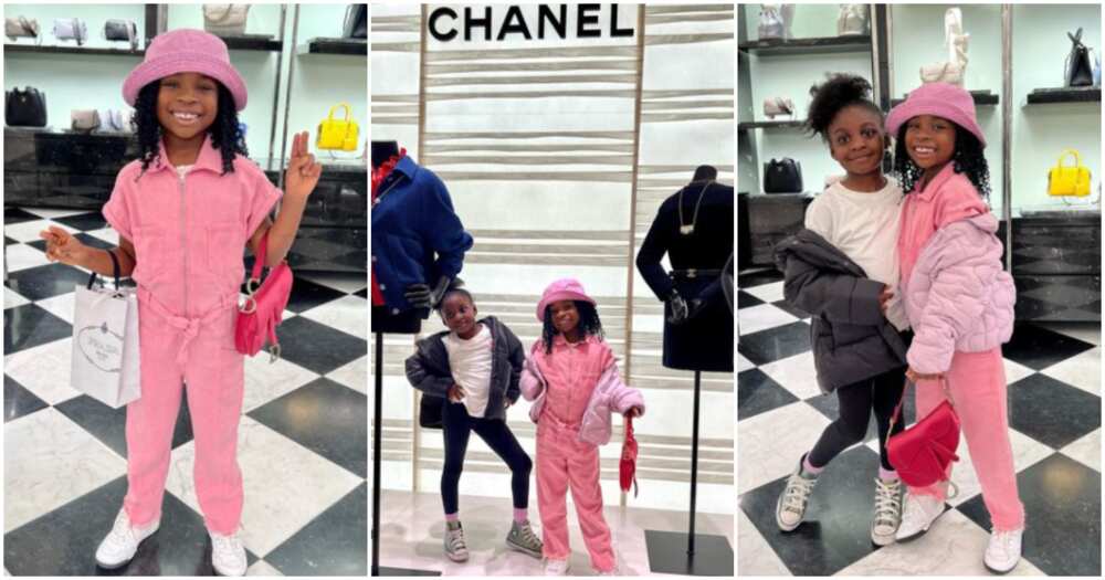 Davido's Imade hits Channel store in London with her friend