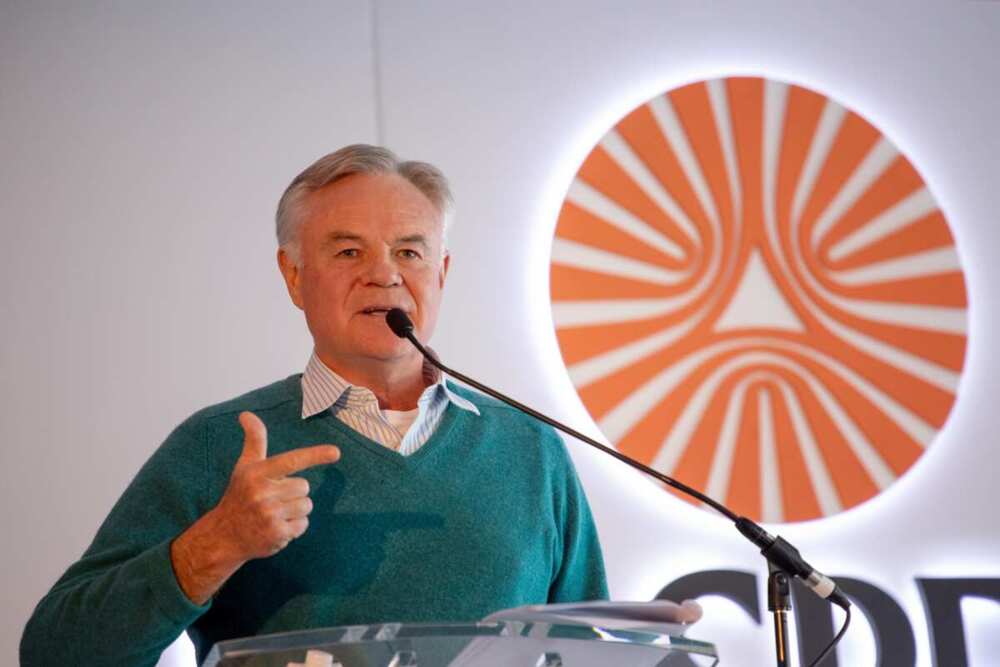 Koos Bekker gestures as he speaks during the company's extraordinary general meeting in Cape Town