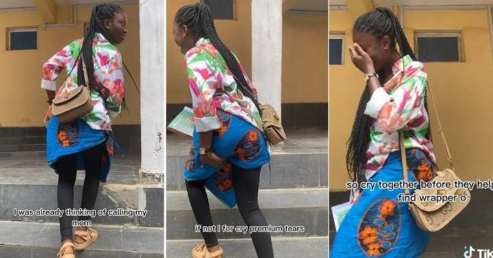 Lady's trouser tears inside lecture hall