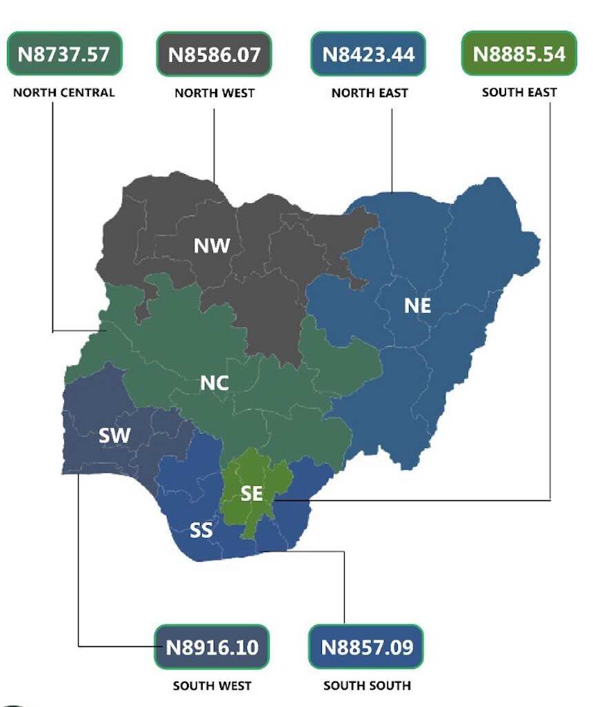 Price of cooking gas by states and zones