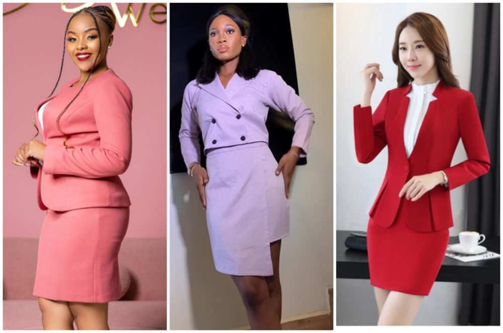Ladies wearing skirt suits for work
