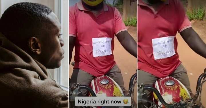 Okada rider rejects old naira notes, new notes or transfer