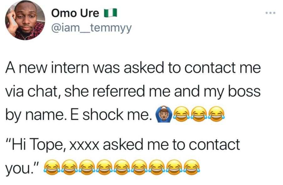 Man shocked after new intern called him by his first name, internet users react