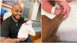 She is so beautiful: Davido's cousin Sina Rambo melts hearts as he welcomes baby girl with wife