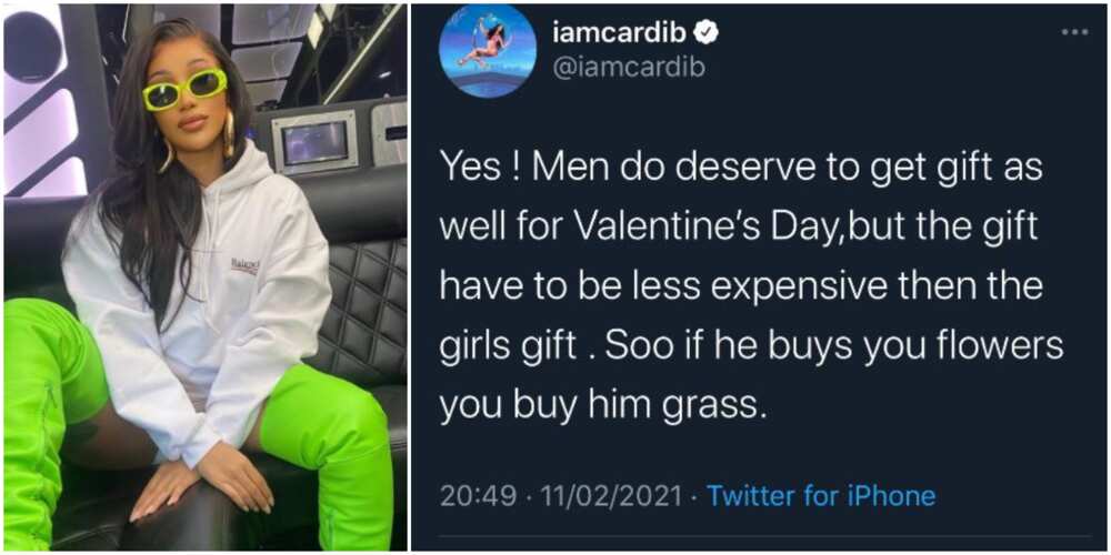 If he buys you flowers, buy him grass for Valentine’s Day: Rapper Cardi B says