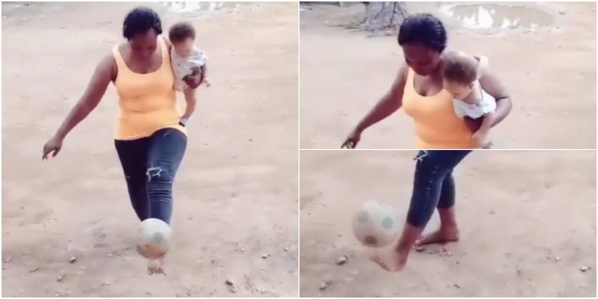 Woman wows many as she juggles ball while carrying baby, adorable video warms hearts
