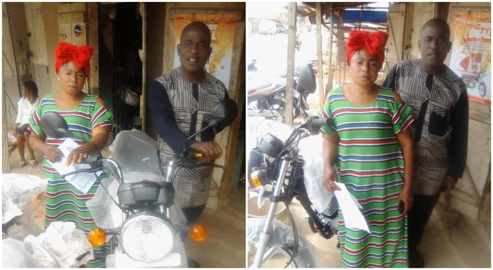 Nigerian man buys bike for his parents to ease their movement.