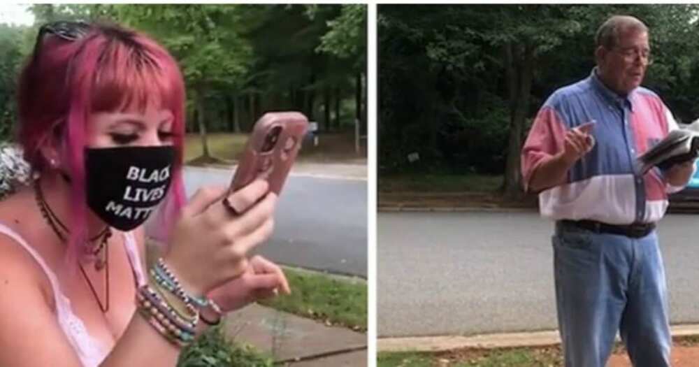 Elderly Bible reader faces off with woman reading Cardi B's WAP lyrics Elderly Bible reader faces off with woman reading Cardi B's WAP lyrics