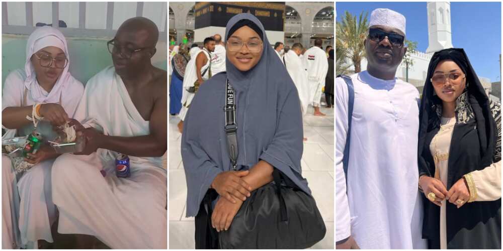 Mercy Aigbe and husband eat together in Mecca, Mercy Aigbe in Mecca, Mercy Aigbe and husband
Credit: @mercyaigbe