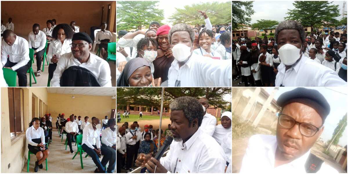 Old students of Abuja secondary school return to class dressed in uniform, receive lecture after 23 years