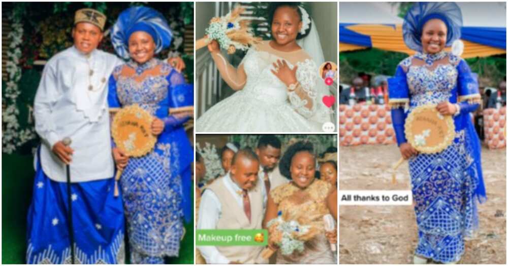 Nigerian lady marries, no makeup, white wedding, traditional wedding