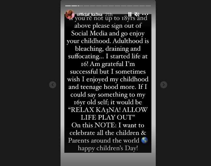 Children’s Day: Adulthood Is Draining, Enjoy Your Childhood, BBNaija’s Ka3na Advises Fans