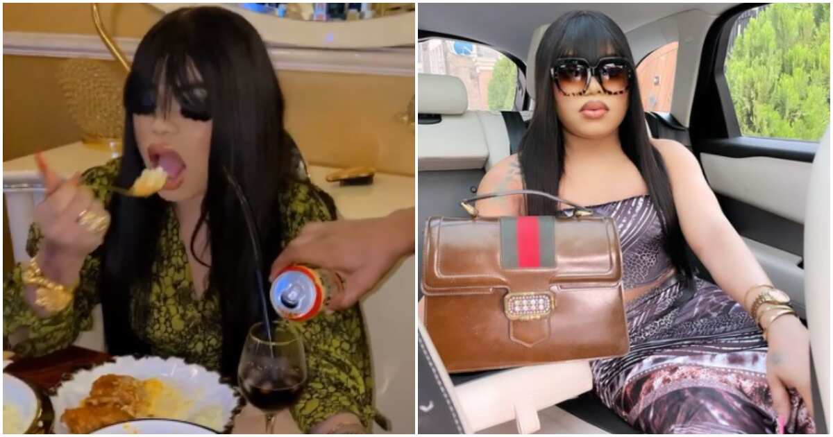 He's looking like Michael Jackson: Reactions as Bobrisky shares video of his new expensive look while eating