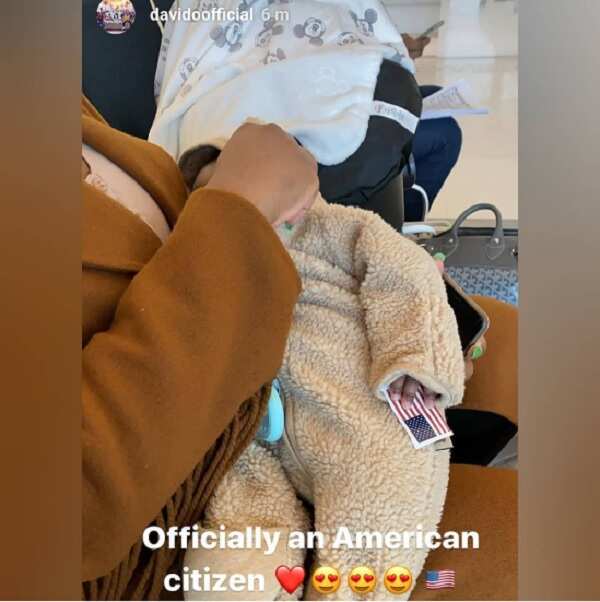 Davido and Chioma’s son Ifeanyi officially becomes US citizen