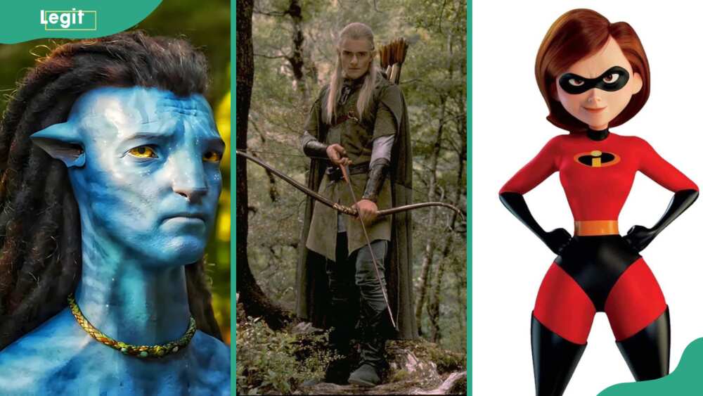Best ENFP characters; Jake Sully (L), Legolas (C), and Elastigirl (R)