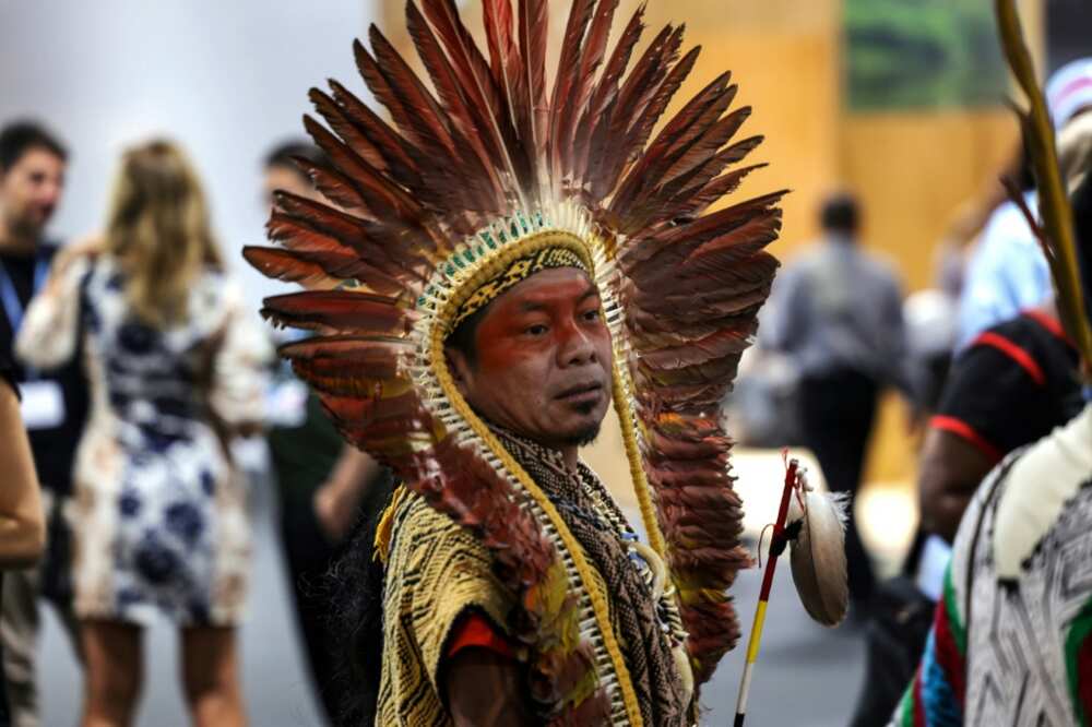 President of the Federation of the Huni Kui People in Acre in  Brazil Ninawa Inu Huni kui Pereira Nunes, pictured during the COP27 climate summit