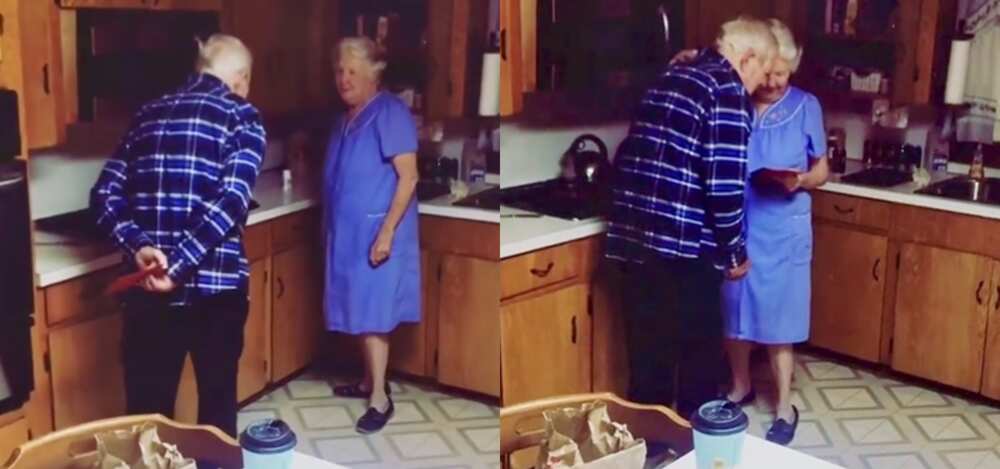 A lovely old man walked up to his wife of 64-years and expressed love to her on Valentine's Day in an adorable video.