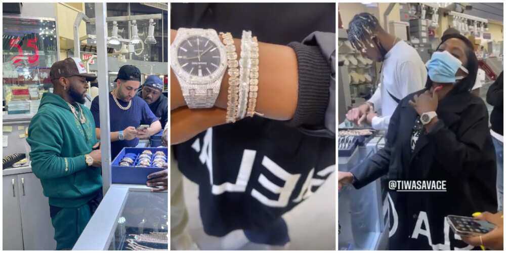 Tiwa Savage 'grumbles' as Davido urges her to splurge millions on jewelleries in video Tiwa Savage 'grumbles' as Davido urges her to splurge millions on jewelleries in video
