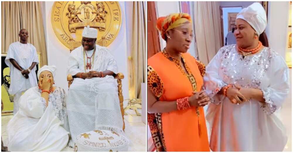 Nkechi Blessing and Ooni's wife.