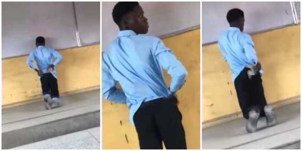 Nigerians react to video of LASU lecturer telling student to kneel in front of class for not tucking in