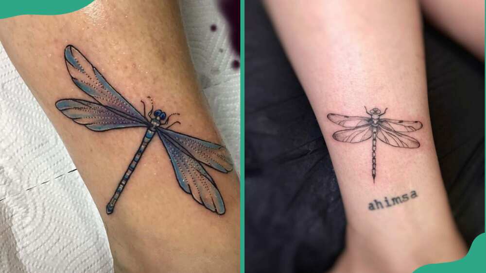 Leg dragonfly tattoos