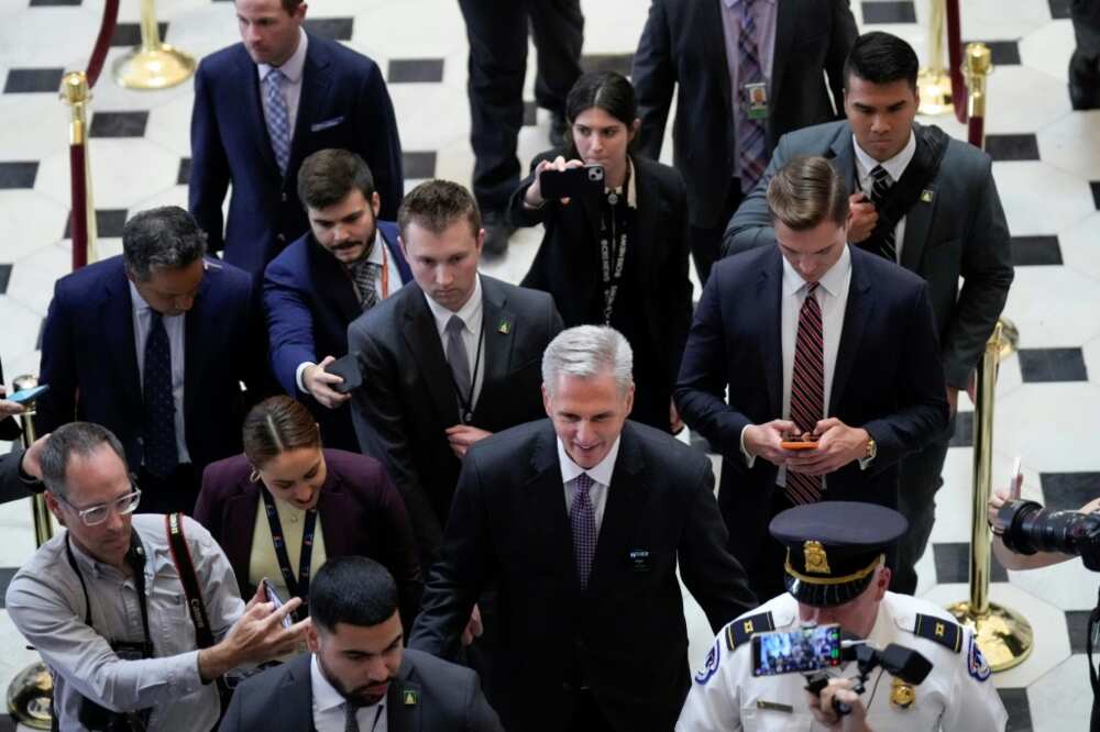 Speaker of the House Kevin McCarthy (R-CA) talks to reporters as he walks to his office after a procedural vote ahead of the final vote for H.R. 3746 - Fiscal Responsibility Act of 2023 at the U.S. Capitol May 31, 2023 Speaker of the House Kevin McCarthy (R-CA) talks to reporters as he walks to his office after a procedural vote ahead of the final vote for H.R. 3746 - Fiscal Responsibility Act of 2023 at the U.S. Capitol May 31, 2023