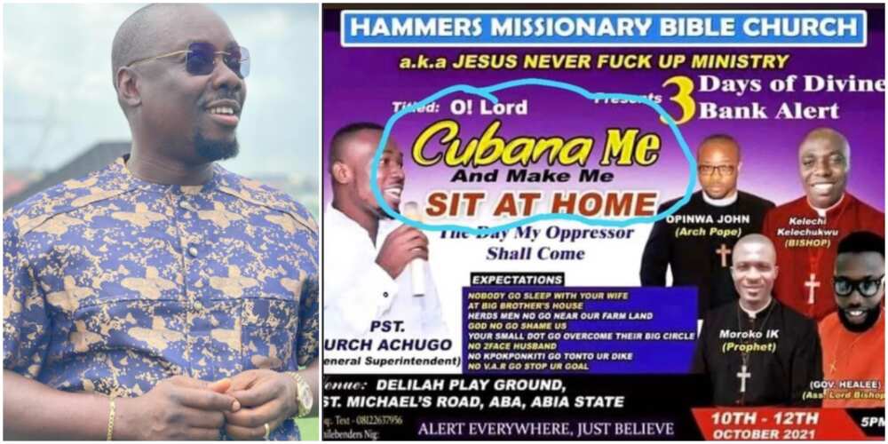 Obi Cubana's name on church flier