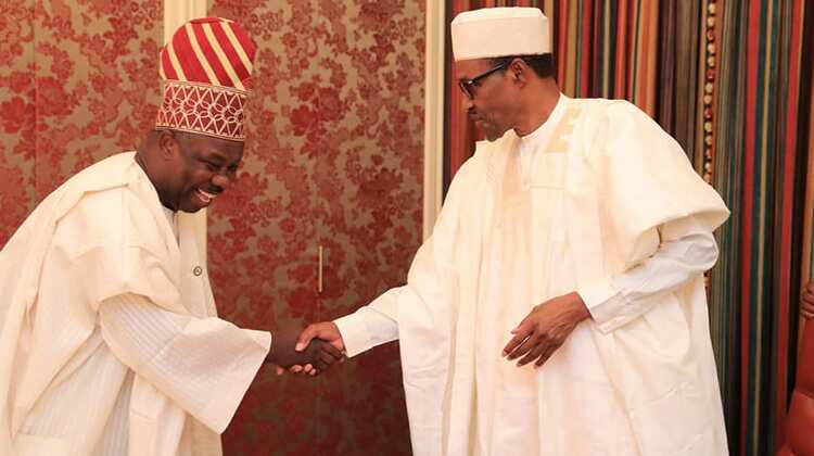 Buhari celebrates with Senator Amosun at 62