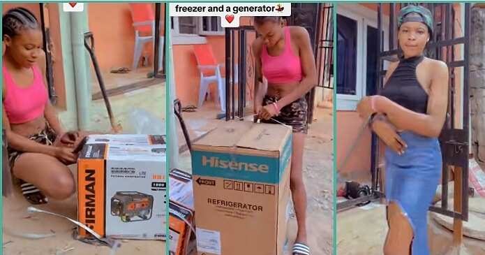 Okrika seller unveiling her brand new generator and freezer