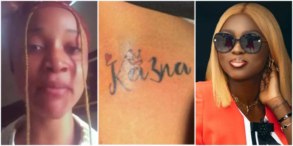 Lady who tattooed Ka3na on her thigh cries bitterly after BBNaija star bashed her