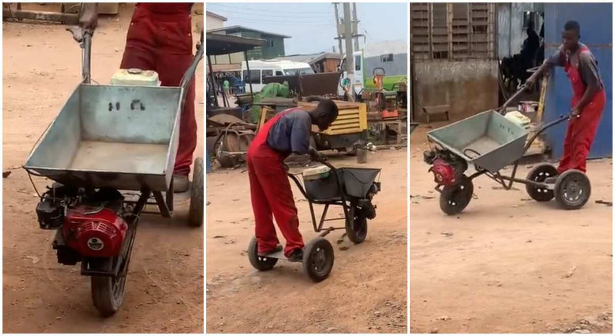 Talented Man Builds Wheelbarrow And Attaches Engine Fuel Tank