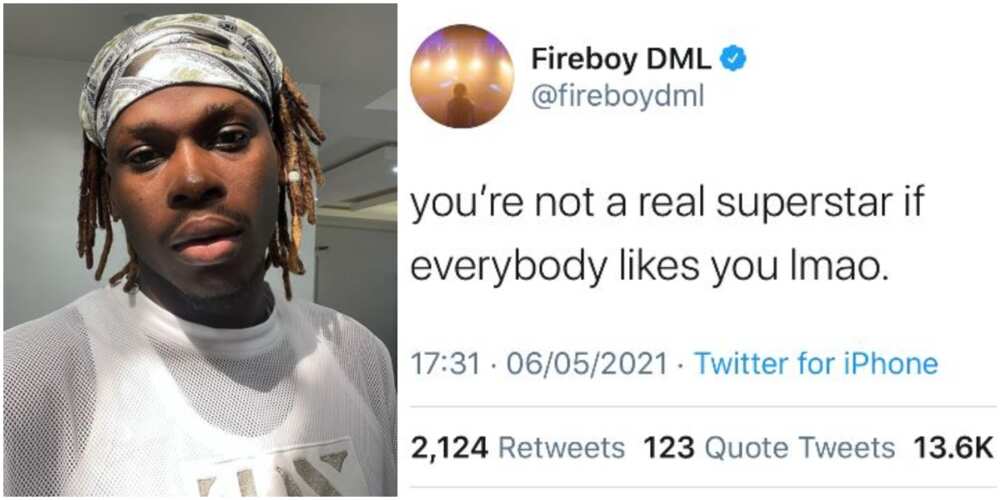 You’re Not a Real Superstar if Everybody Likes You, Singer Fireboy Says, Fans React