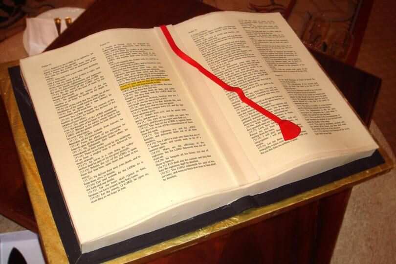 Open bible cake