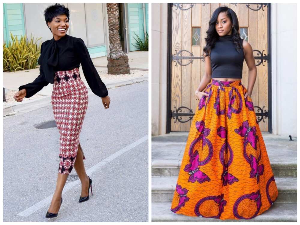 Ankara plain and patterned skirt and blouse designs