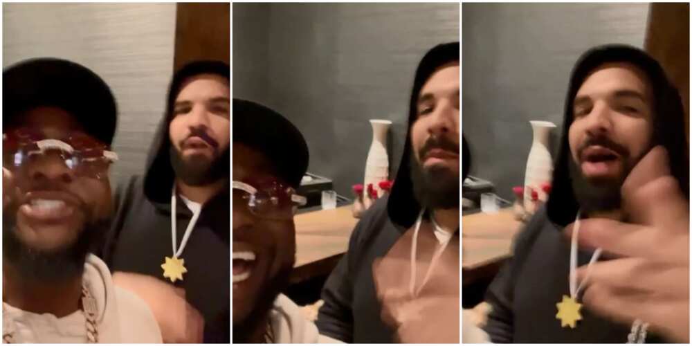 E choke: Davido hangs out with Canadian rapper Drake in new video