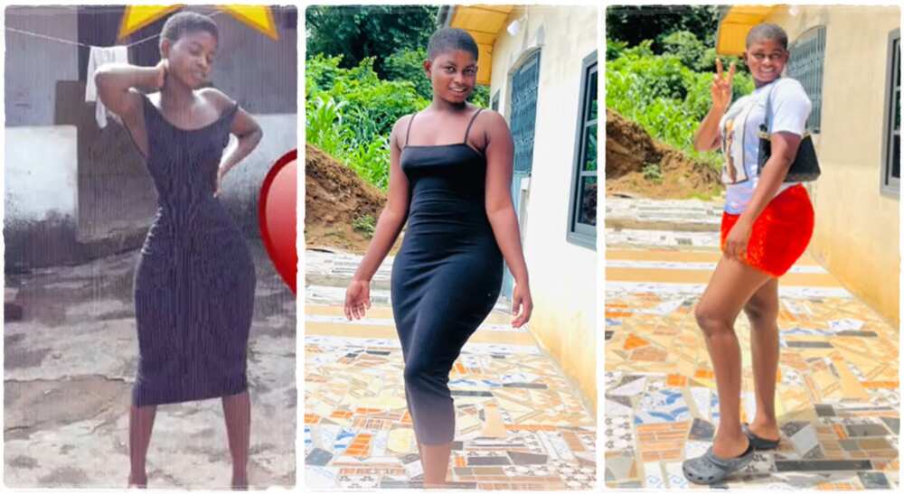 Photos of Gifty, a TikTok lady who posted her transformation video.