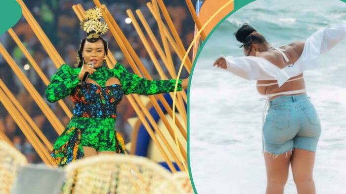 "Something hooge": Fans react to Yemi Alade's beach photos as glimpses of her body leaks, pics trend