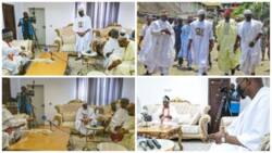 Amid controversy, LP's guber candidate Gbadebo Rhodes-Vivour's father joins him to visit top Yoruba Monarch