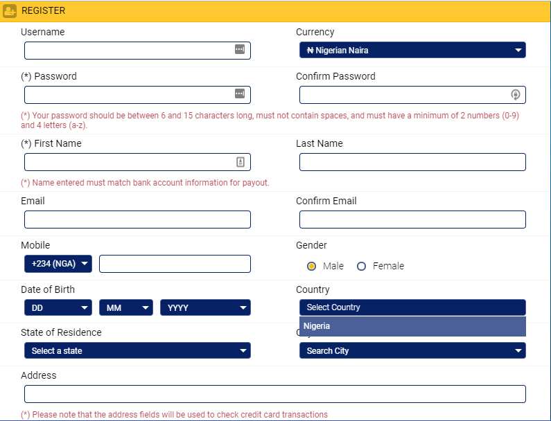 Betking register