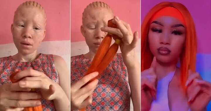 Albino lady transforms in sweet video