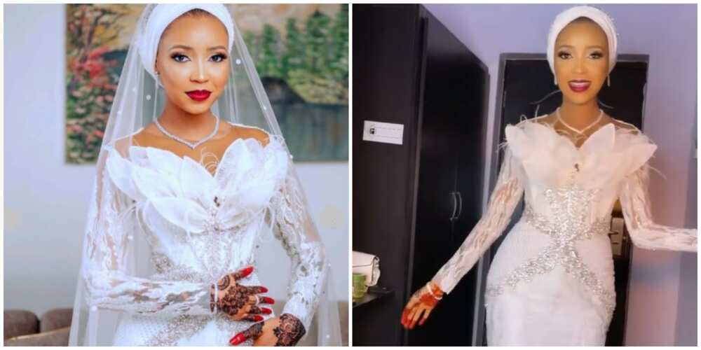 Photos of Zainab in her wedding dress.