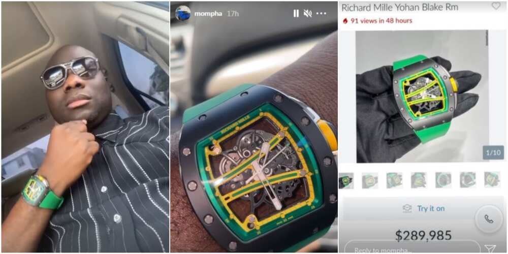 Nigerian big boy Mompha shows off N110m Richard Mille wristwatch - Legit.ng