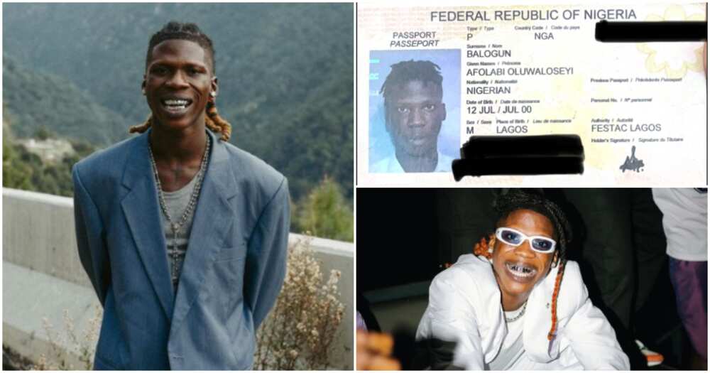 Photos of Seyi Vibez and his passport