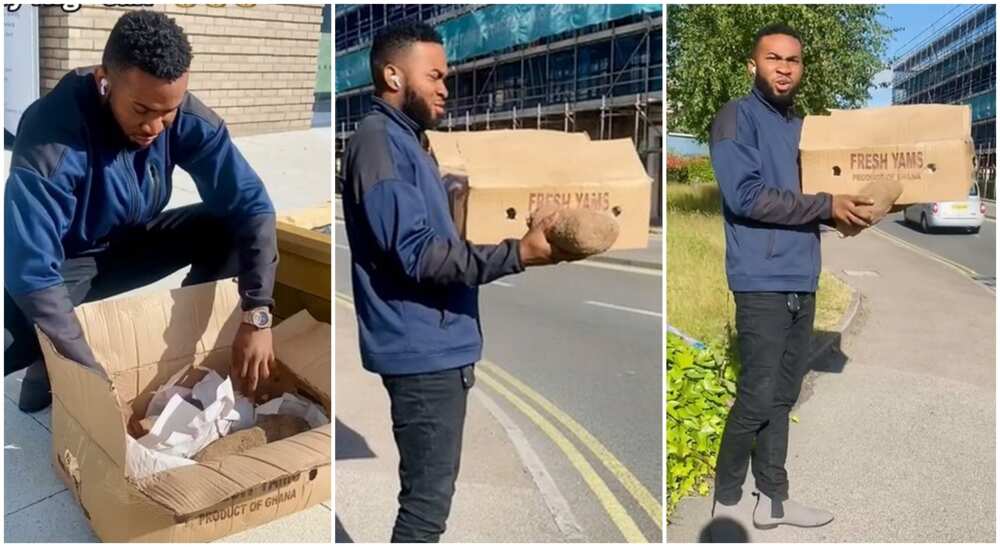 Man hawking yams in the UK.