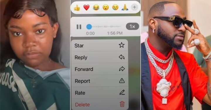 Lady who received N2 million from Davido leaks voice note