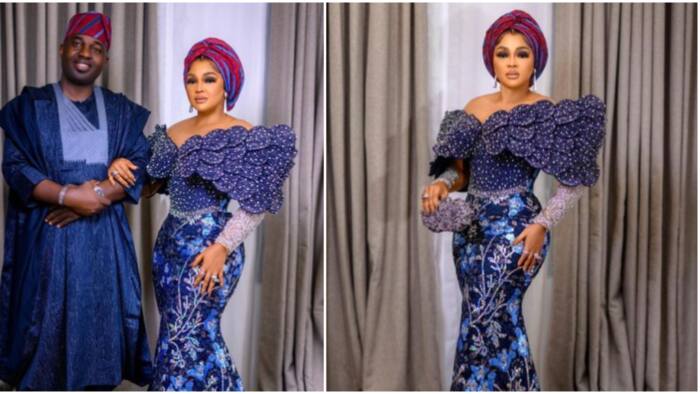Mercy Aigbe and husband give fans couple goals with adorable photos as they match outfits to mark new month